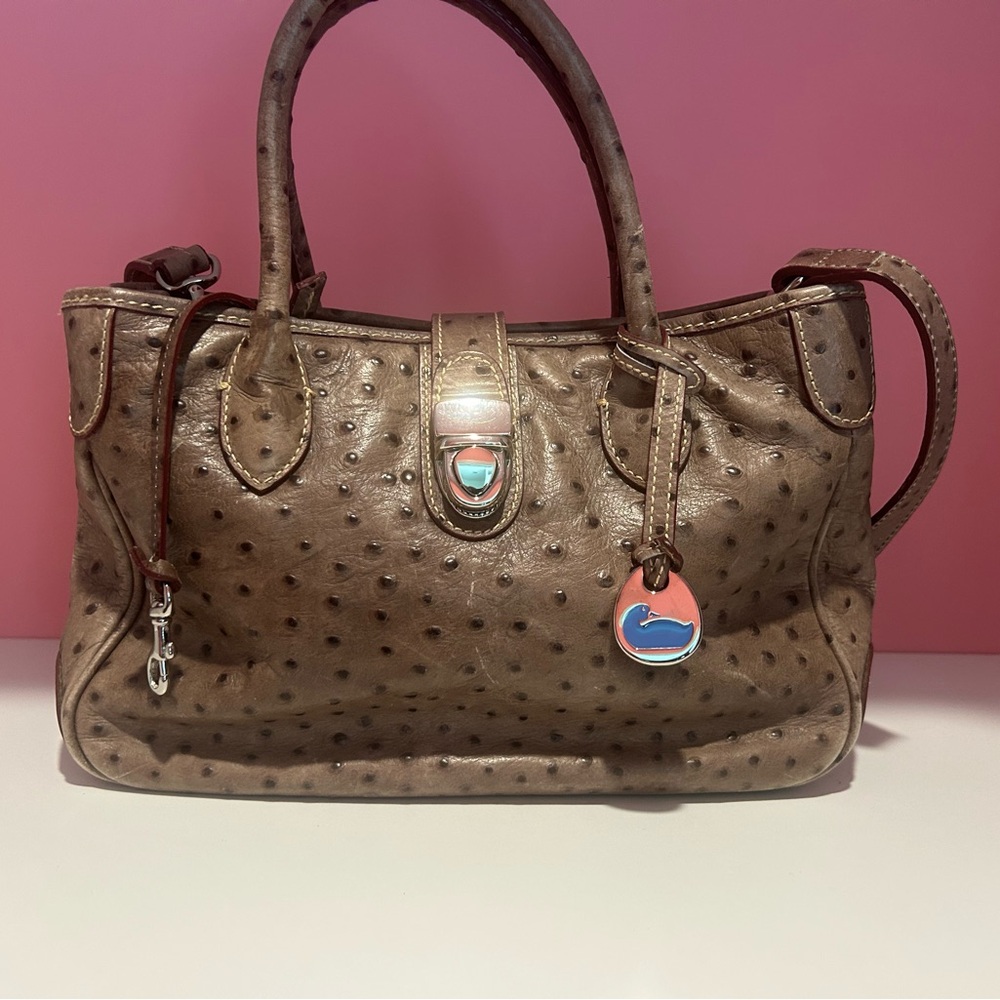 Vintage Dooney & Bourke ostrich taupe purse